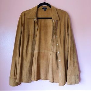 Vintage Tops - Vintage Cognac Suede Button Blouse Vintage Tops - Vintage Cognac Suede Button Blouse
